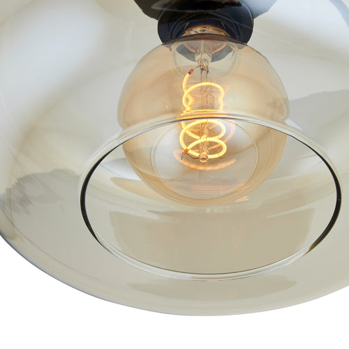 Lighto - Art deco plafondlamp zwart met amber glas - Velo - vtwonen shop
