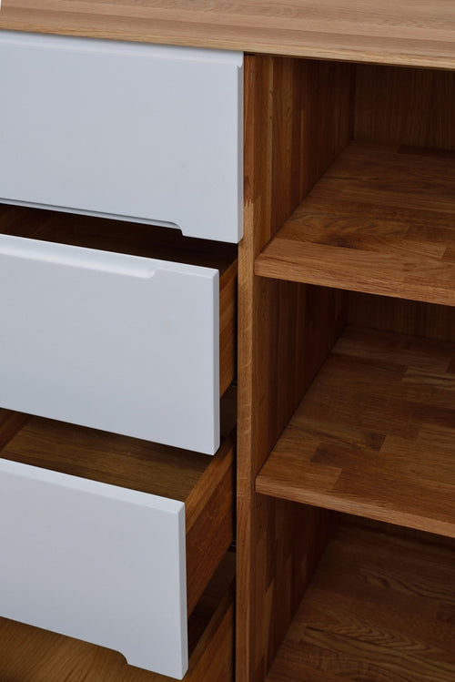 Gazzda Ena Dresser 135 Eikenhouten Dressoir - Naturel / Wit - vtwonen shop