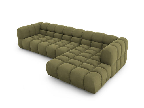 Cosmopolitan Design Modulaire hoekbank rechts Sky 4-zits, flueel, lichtgroen - 162x300x70cm