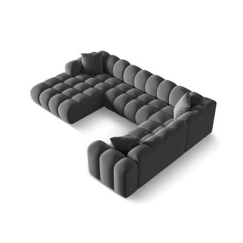 Cosmopolitan Design - Panoramische hoekbank rechts Treno 4-zits, flueel grijs - 240x330x70cm