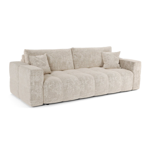 Premium Interiors - Snel uitklapbare slaapbank VIBE - gewaafd fluweel crème 206cm