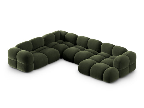 Cosmopolitan Design Panoramische hoekbank links Loretto 5-zits, flueel groente - 250x345x68cm