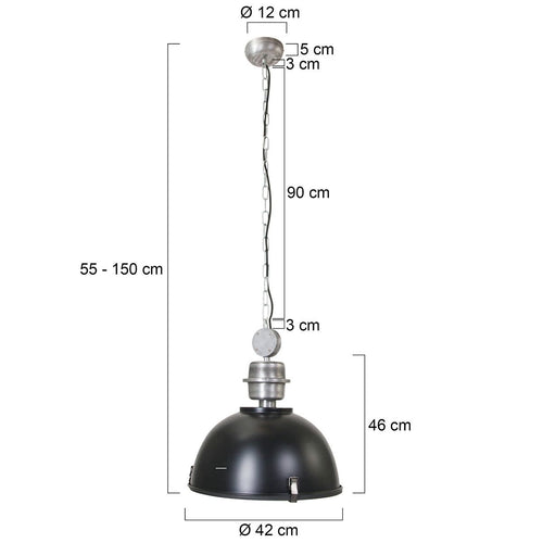 Steinhauer hanglamp industrieel - 1 lichts - 42x 145 cm - zwart - vtwonen shop