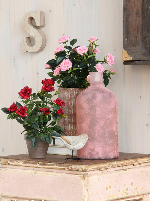 Mica Decorations Rozenstruik Kunstplant in Bloempot Stan - H33 x Ø25 cm - Roze