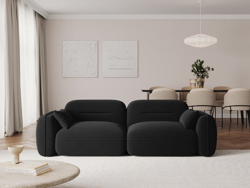 Cosmopolitan Design Modulaire bank Sydney 3-zits, flueel, zwart - 90x230x70cm