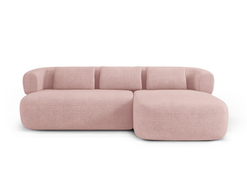 Micadoni rechter hoekbank Jenny 5-zits, boucle poederroze - 145x225x73cm