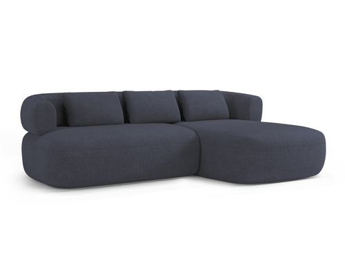Micadoni rechter hoekbank Jenny 5-zits, boucle donkerblauw - 145x225x73cm