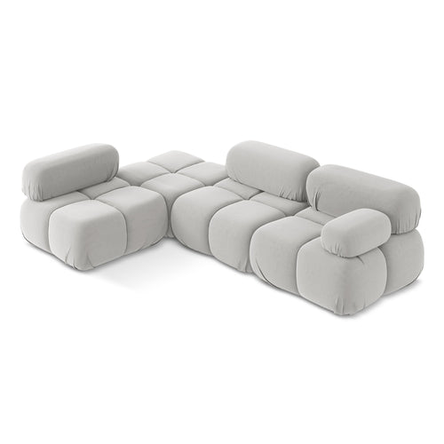 LaMiaSofa hoekbank links Sanremo - velours - zilver - 285x190x70