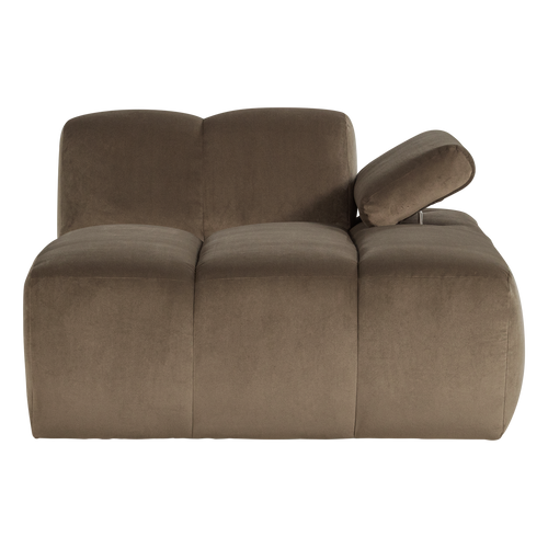 WOOOD chaise longue bank rechts Mojo - Velvet - Taupe - 74x124x162