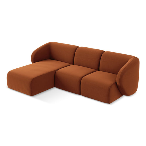 LaMiaSofa hoekbank links Cervo - velours - terracotta - 248x166x77