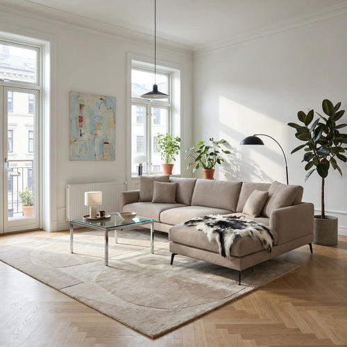 Furnhouse chaise longue bank rechts Maggie - Taupe - Stof - 95x290x90