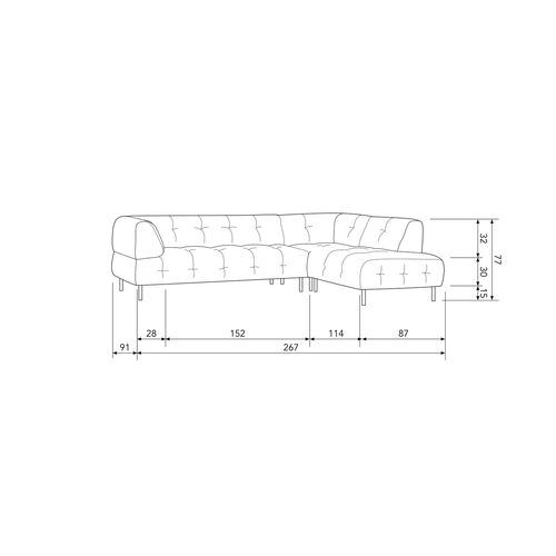 WOOOD hoekbank rechts Lloyd - Polyester - Cast Iron - 77x267x91/205