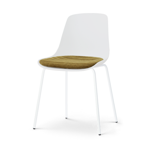 Nolon Nora-Liv eetkamerstoel wit met mosgroen zitkussen - wit onderstel