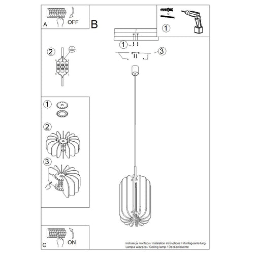 Sollux Lighting Hanglamp MULA 27 beige - 27x27x165cm