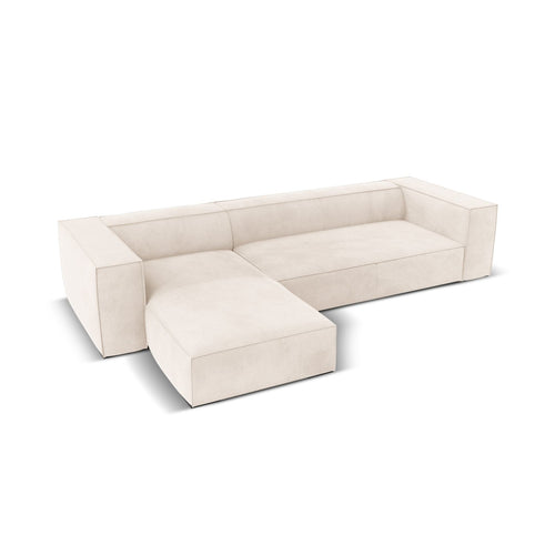Cosmopolitan Design - Linker hoekbank Turin 5-zits, structurele stof lichtbeige - 173x290x68cm