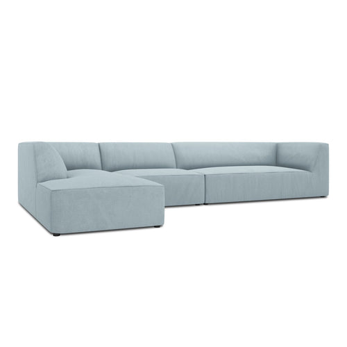 Cosmopolitan Design - Modulaire hoekbank links Siena 5-zits, ribfluwelen lichtblauw - 180x366x69cm