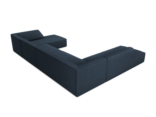 Micadoni Panoramische hoekbank links Ruby 7-zits, structurele stof, marineblauw - 273x366x69cm