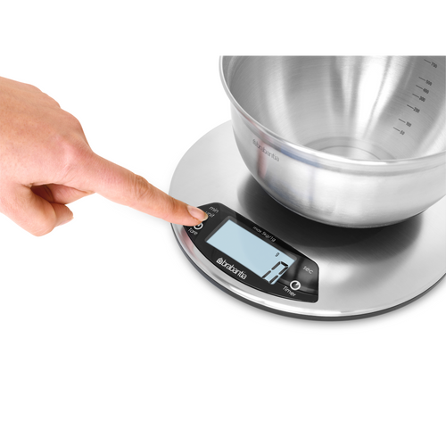 Brabantia Profile Digitale keukenweegschaal rond, met kookwekker - Matt Steel