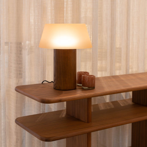 Atmooz tafellamp Vancouver - bruin - Ø 28 x H 34 cm - geïntegreerde led