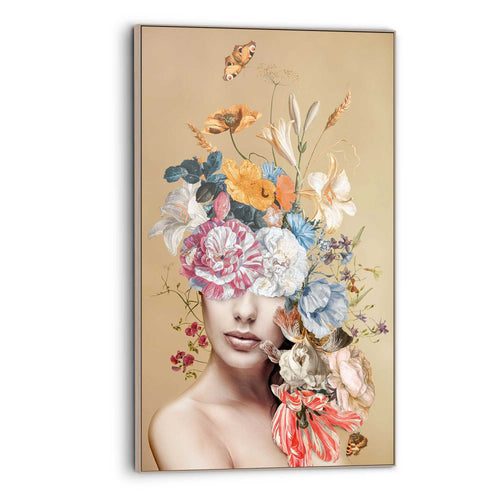Reinders Vibrant Floral Lady art frame -  goud - woonkamer - 118x70cm