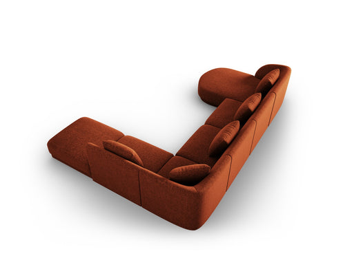 Cosmopolitan Design Panoramische hoekbank rechts Tulum 6-zits, chenille, terracotta - 255x330x70cm