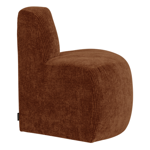 WOOOD eetbank hoek rond rugleuning Mojo Base - Rib - Roestbruin - 83x76x76