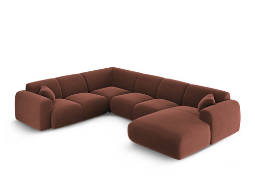 Cosmopolitan Design Panoramische hoekbank links Nolio 6-zits, flueel leer - 252x342x72cm