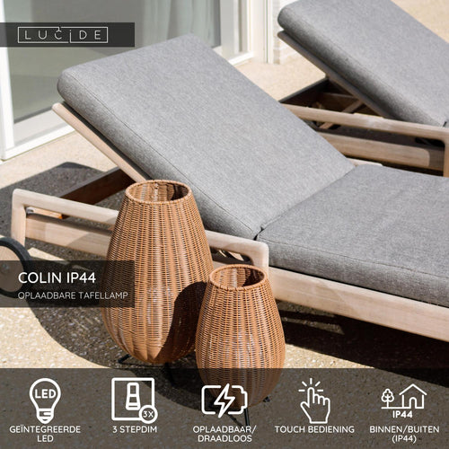 Lucide tafellamp COLIN IP44 - Geïntegreerde LED - Naturel