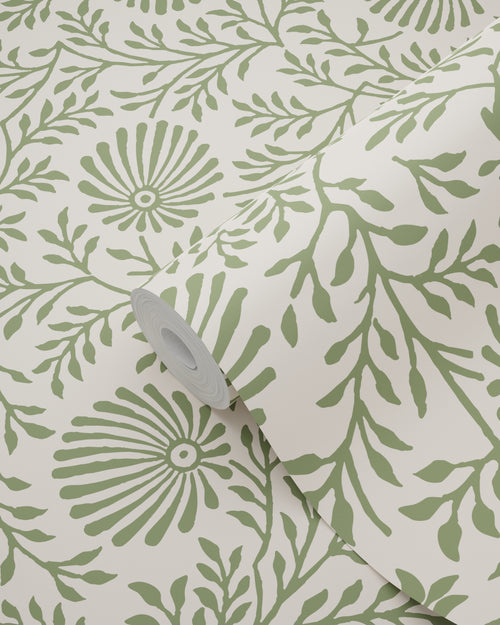 ESTAhome behang vintage bloemen groen - 50 x 900 cm - 131512 - vtwonen shop