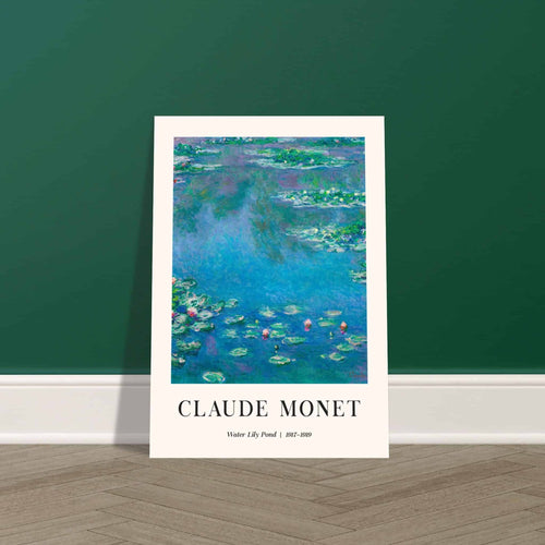 Artfulprints Poster met Lijst Claude Monet - Water lily pond   - A4 21x29.7 cm - Blauw