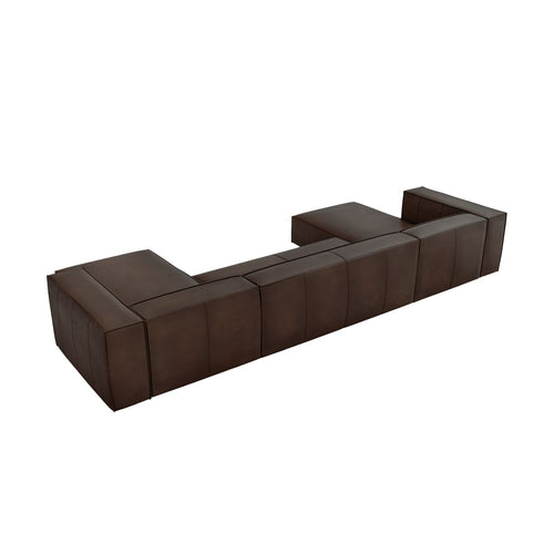 Cosmopolitan Design - Panoramische bank Turin 6-zits, echt leer donkerbruin - 173x375x68cm