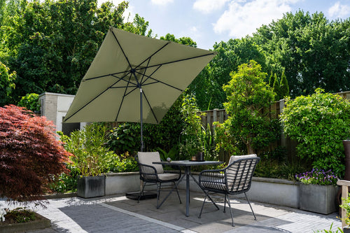 Garden Impressions Lotus parasolset 250x250 olijf met voet en hoes