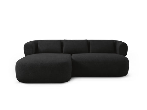 Micadoni linker hoekbank Jenny 5-zits, boucle zwart - 145x200x73cm