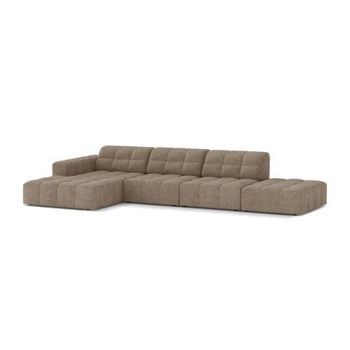 Cosmopolitan Design - Linker hoekbank Chicago 5-zits, chenille donkerbeige - 167x348x78cm