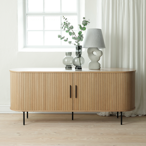 Olivine Lenn Ovaal Houten Dressoir met Schuifdeuren - Naturel - vtwonen shop