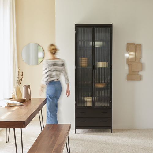 Tikamoon Hoge metalen vitrinekast - Zwart - vtwonen shop