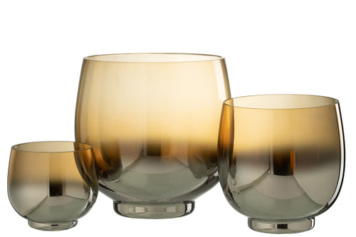 J-Line windlicht Rond - glas - geel/zilver - large - vtwonen shop