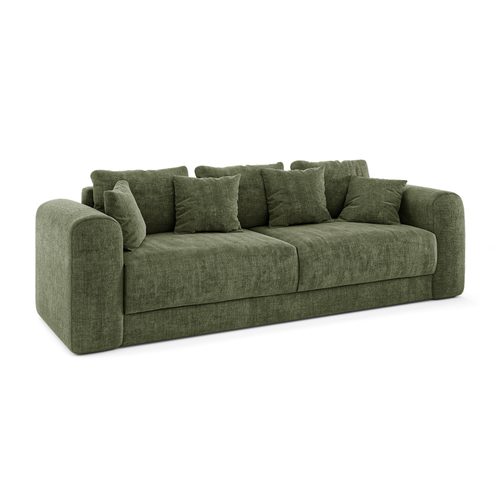 Sia Home - Slaapbank met opbergruimte, notenhout RIO - kruisbinding vintage groen 250cm