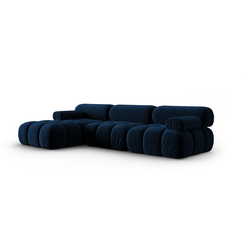 Cosmopolitan Design - Modulaire hoekbank links Cortina 4-zits, flueel koningsblauw - 155x282x70cm
