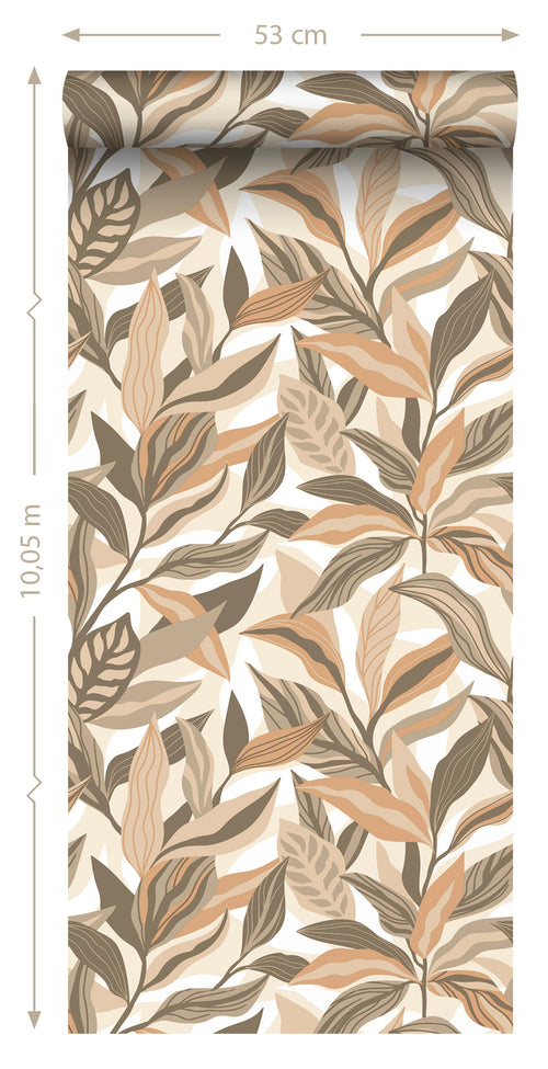 ESTAhome behang tropische bladeren beige - 50 x 900 cm - 131039 - vtwonen shop