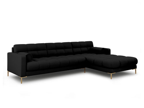 Cosmopolitan Design rechter hoekbank Bali 5-zits, structurele stof, zwart - 185x293x75cm