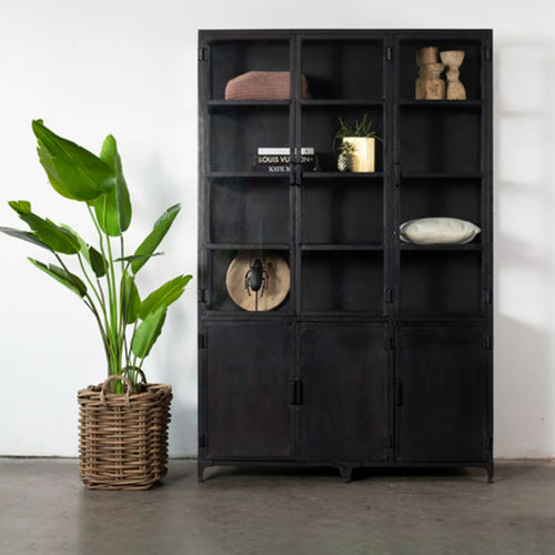 Giga Meubel Vitrinekast Lott - Zwart Metaal - 150x50x230cm