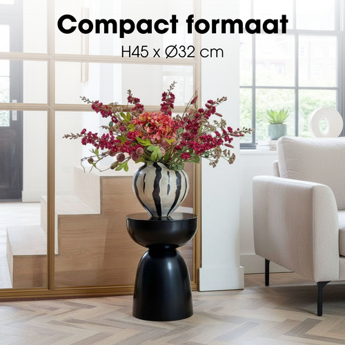 Mica Decorations Elliot Bijzettafel - Bijzettafel Rond H45 x Ø32 cm - Bijzettafeltje voor Woonkamer of Slaapkamer - Ideaal als Plantentafeltje - IJzer