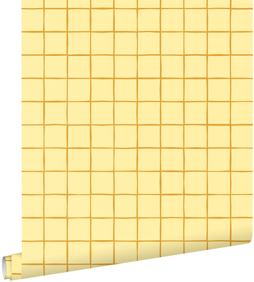 ESTAhome behang geblokt motief geel - 50 x 900 cm - 131595