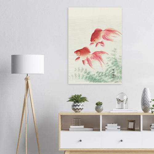 Artfulprints Poster Ohara Koson - Two veil goldfish   - A4 21x29.7 cm - Meerkleurig
