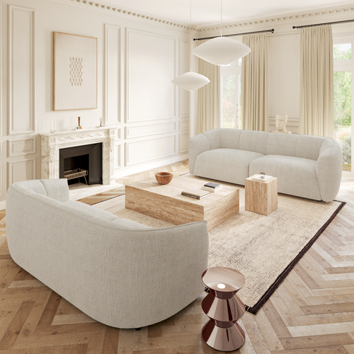 Sia Home - Rechte bank NAMI - Fluweel weefsel - Crème - 228cm - vtwonen shop