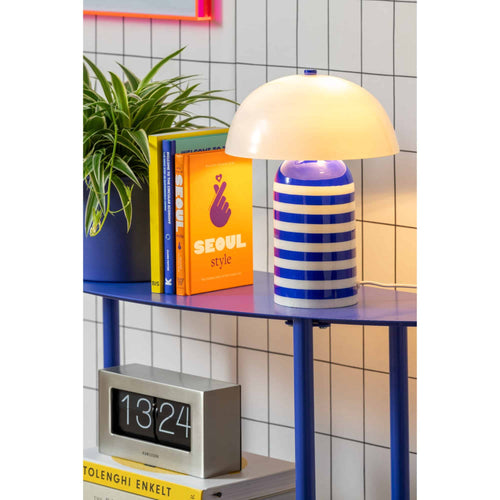 Leitmotiv tafellamp Rayado Retro - blauw - 23x23x30cm - Paddenstoellamp