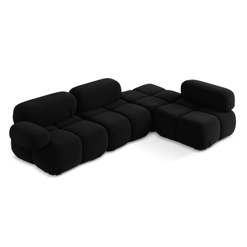 LaMiaSofa hoekbank rechts Sanremo - velours - zwart - 285x190x70