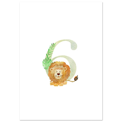 Artfulprints Poster Cijfer 6 kinderkamer   - 50x70 cm - Meerkleurig