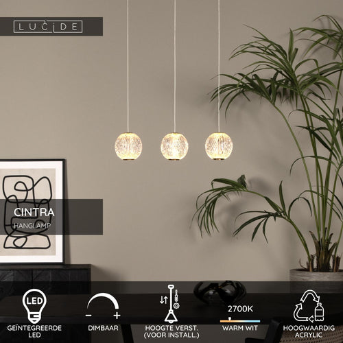 Lucide hanglamp CINTRA - Geïntegreerde LED - Transparant